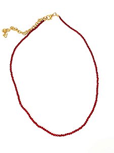 Colar Mini Cristais Vermelho