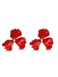 Brinco flor três pétalas vermelho