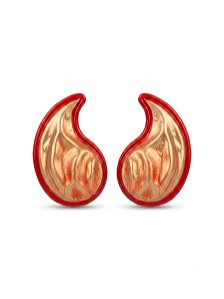 Brinco gota vermelho dourado