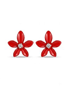 Brinco flor margarida vermelho
