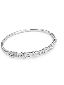 Bracelete Rígido prata com Detalhes em X