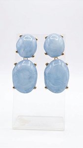 Brinco Oval Duplo céu azul