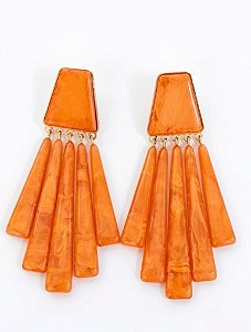Brinco Geometric Resina laranja