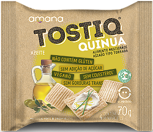 Torrada Tostiq Quinua sabor Azeite com 4 pacotes | sem glúten e sem lactose '70g