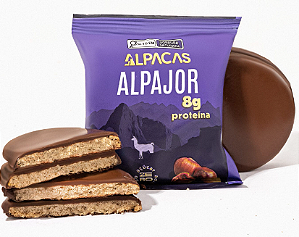 Alfajor com recheio de avelã e chocolate belga com 8g de Proteína | Alpajor zero açúcar '40g
