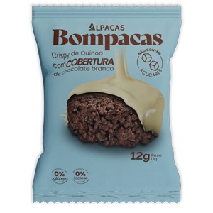 Biscoito Bompacas Flocos de Quinoa cobertos com chocolate branco | zero açúcar (12g)