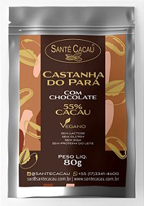 Castanha do Pará coberta com Chocolate 55% cacau | vegana e sem lactose (80g)