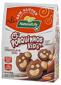 Biscoito Porquinhos Kids Chocolate Duo | Sem glúten e sem leite '100g
