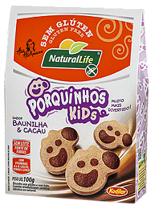 Biscoito Porquinhos Kids Baunilha e Cacau | Sem glúten e sem leite '100g