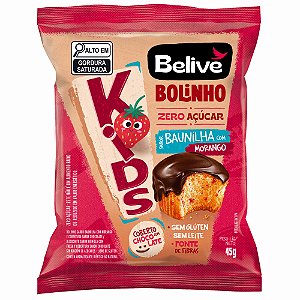 Bolinho Kids Belive sabor Morango e cobertura Chocolate | Sem Leite e Zero Açúcar '45g