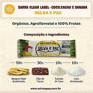 Barra Orgânica de Banana, Cacau e Coco | Selva e Paz '30g