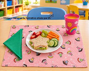 Jogo Americano Infantil em Tecido | Boneca com Guardanapo Verde