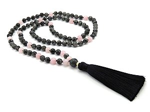 Japamala Labradorita E Quartzo Rosa com 108 contas
