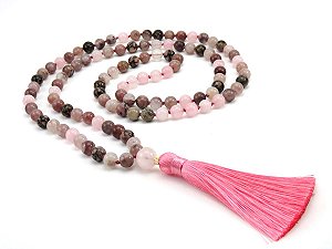 Japamala Jaspe Rose, Quartzo Rosa E Rodonita com 108 contas