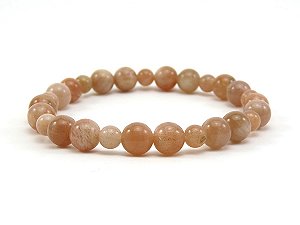 Pulseira Pedra da Lua Pêssego 6mm e 8mm c/18cm