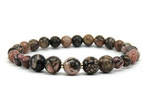 Pulseira Rodonita mm Pedra Natural 6mm e 8mm com 18cm