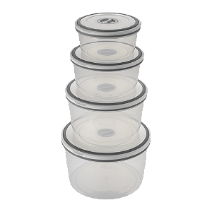 Potes Herméticos de Plástico Branco Redondo com 4 Unidades - A15405201