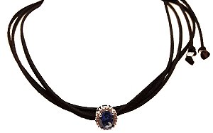 Colar Choker com cristal azul e micro zircônia