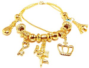 Pulseira olho grego com pingentes diversos