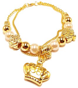 Pulseira coroa com pérolas