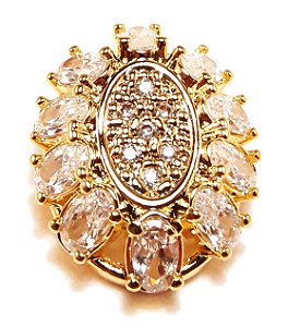 Pingente oval com zircônias
