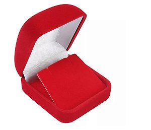 Caixa de veludo vermelho para conjunto brinco, colar e pingente