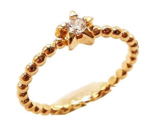 Anel solitário bolinhas com estrela