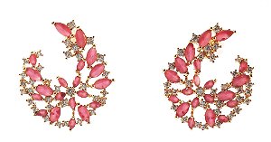 Brinco ear cuff de zircônia rubi