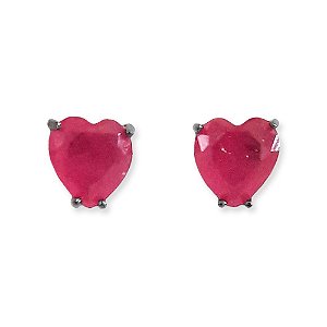 Brinco coração fúcsia ródio negro