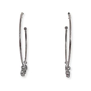 Brinco argola com gotas ródio negro