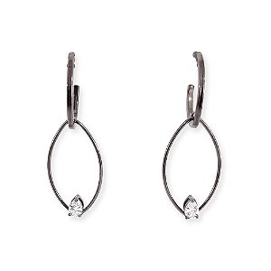 Brinco comprido  gotas ródio negro