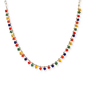 Colar Choker Miçangas Coloridas 45cm