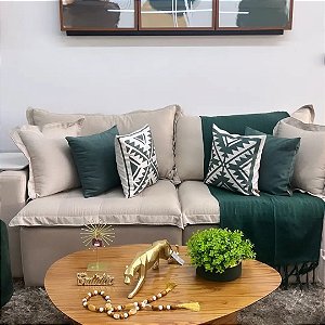 manta para sofá verde floresta xale artesanal algodão sofa