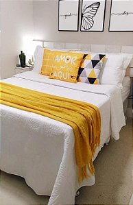 manta para sofá amarela xale protetor sofa artesanal algodão