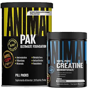 COMBO ANIMAL PAK 30 PACKS + CREATINA ANIMAL 200G - UNIVERSAL NUTRITION