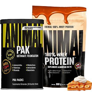 COMBO ANIMAL PAK 30 PACKS + ANIMAL 100% WHEY 900G CRUMBLE BANOFFEE PIE