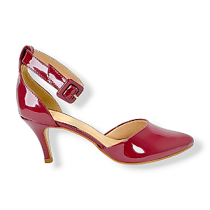 SCARPIN ABERTO SALTO MEDIO VERMELHO BORDO