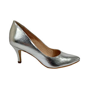 SCARPIN FEMININO SALTO MÉDIO FINO - PRATA