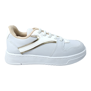 Tenis Feminino Branco Com Detalhe Dourado - Tamanho 30-31-32-33