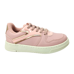 Tenis Feminino Rose com Detalhe Dourado e Solado Creme - Tamanho 30-31-32-33