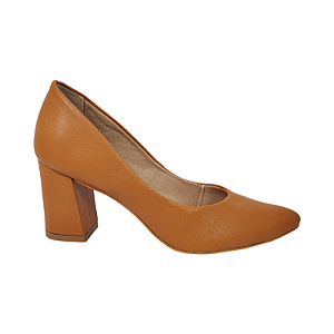 Scarpin Feminino Caramelo Salto Bloco Médio Bico Fino Tamanhos 30 ao 33