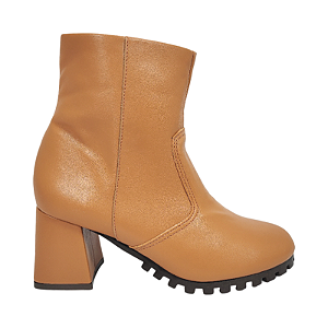 Bota Feminina Salto Bloco Tratorada Caramelo - 30-31-32-33