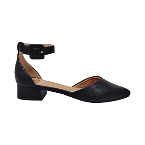 Scarpin Slingback Preto Salto Baixo - Tam. 30, 31, 32 e 33