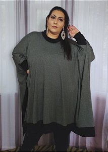 Poncho Plus Size Manga Longa Gola Alta