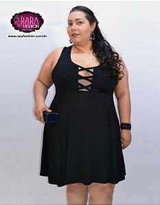 Vestido Curto Soltinho Tiras no Decote Plus Size