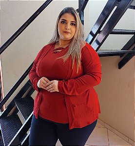 Conjunto Casaquinho Manga Longa + Regata Plus Size