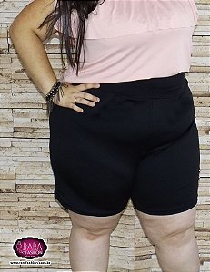 Bermuda Preta Short Cintura Alta Cós Plus Size