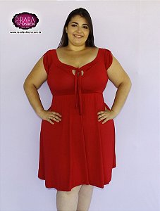 Vestido Curto Midi Com Amarrção no Decote  Plus Size