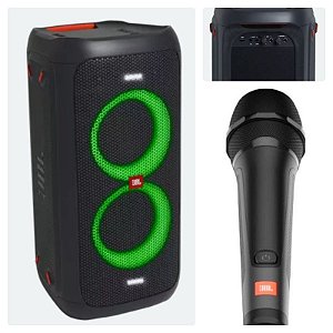 Caixa De Som Party Box 100 Bluetooth + Microfone Karaokê
