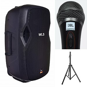 Caixa Acústica WLS S15 Ativa BT + Microfone JBL + Pedestal
